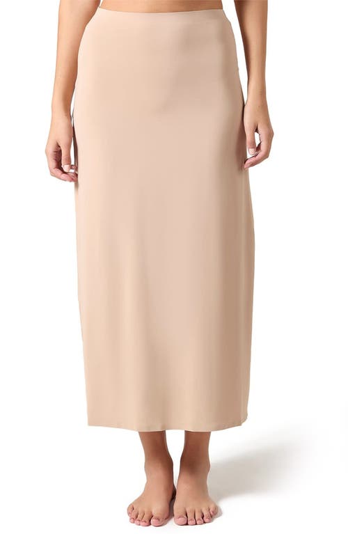 Memoi Bonded Maxi Slip Skirt In Nude