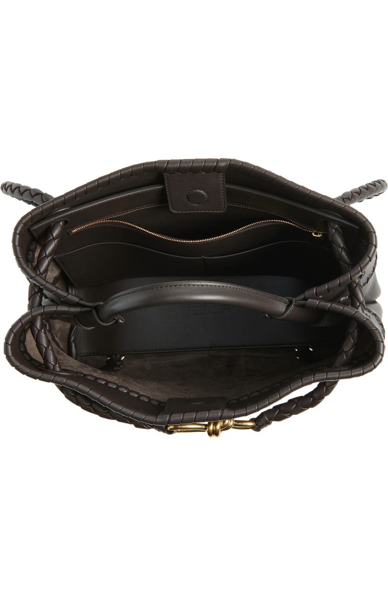 Bottega Veneta Borsa Whipstitch Leather Shoulder Bag, Alternate, color, 2009 Espresso-M Brass