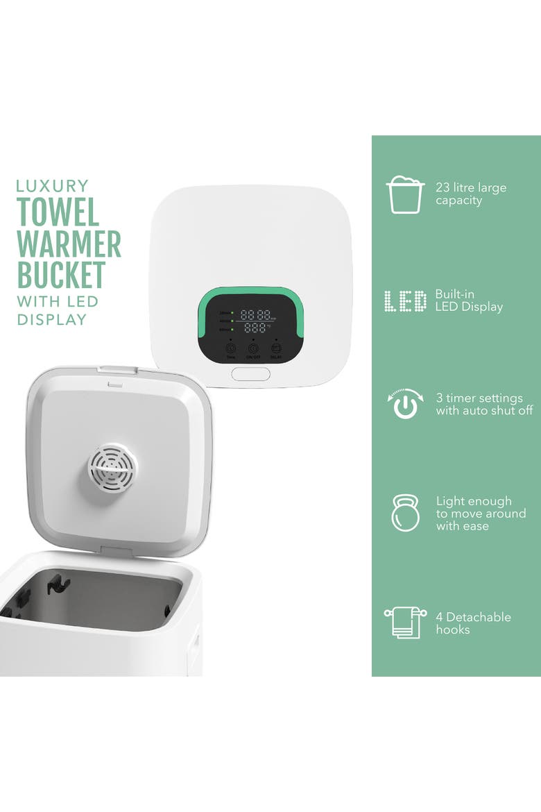 Towel Warmer Bucket with LED Display, Alternate, color, Natural