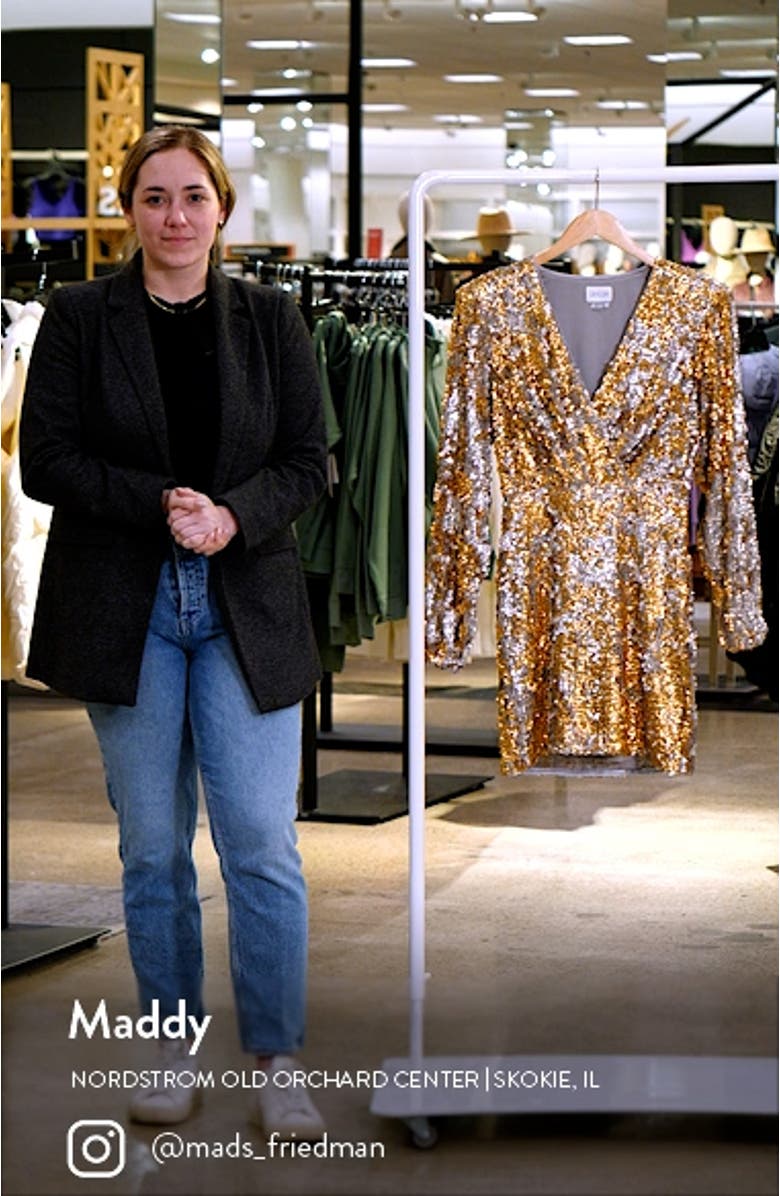 Rina Long Sleeve Metallic Sequin Minidress, sales video thumbnail