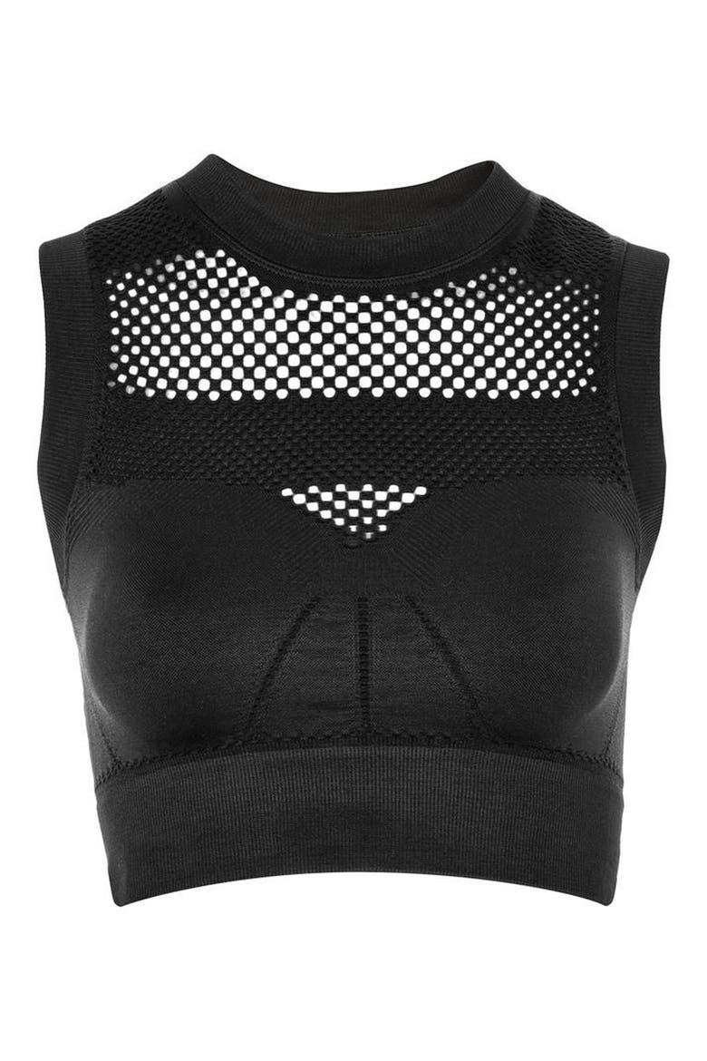 Net Crop Top, Alternate, color, BLACK