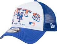 New Era Men's New Era White New York Mets Retro Wordmark 9FORTY A-Frame Trucker Adjustable Hat