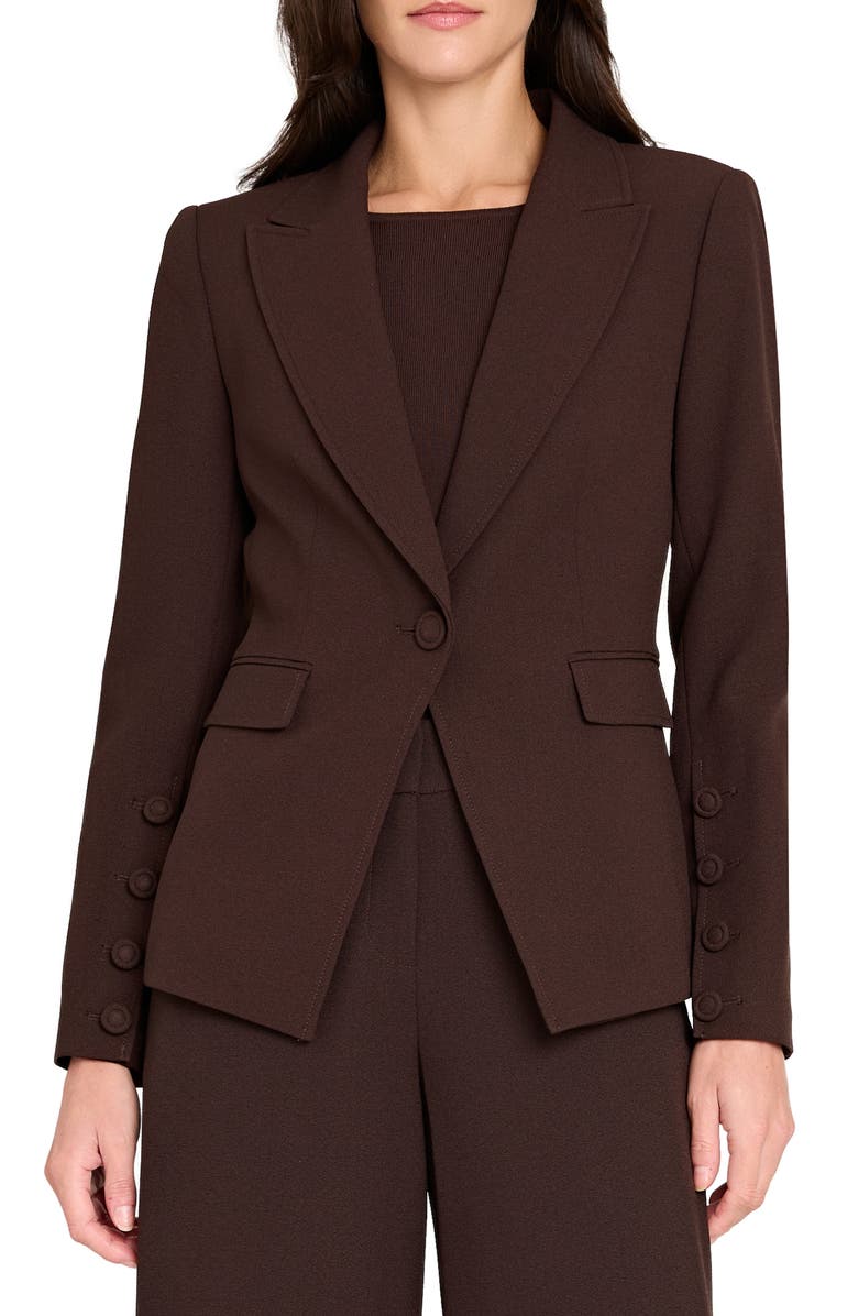 Tahari ASL One-Button Blazer, Main, color, Espresso