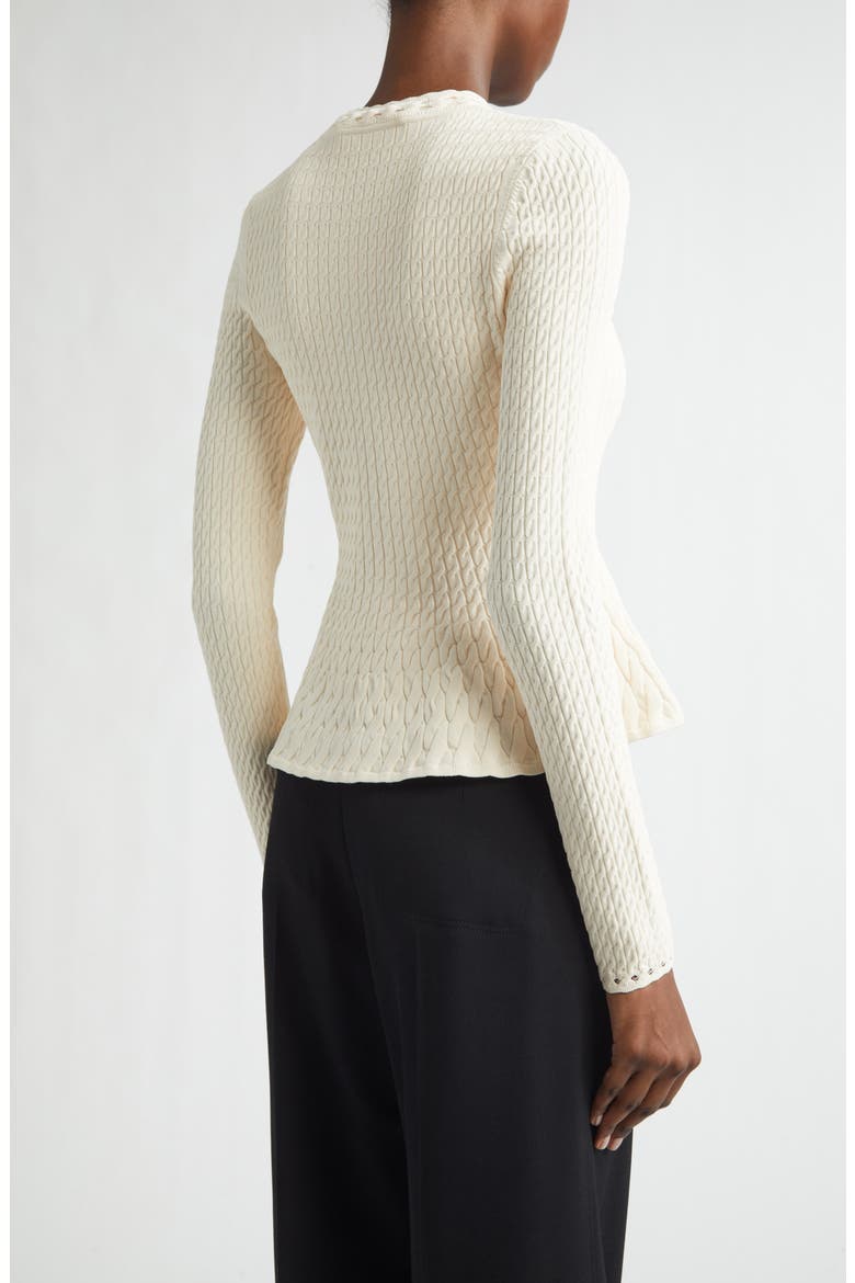 Cable Stitch Peplum Cardigan, Alternate, color, PLASTER