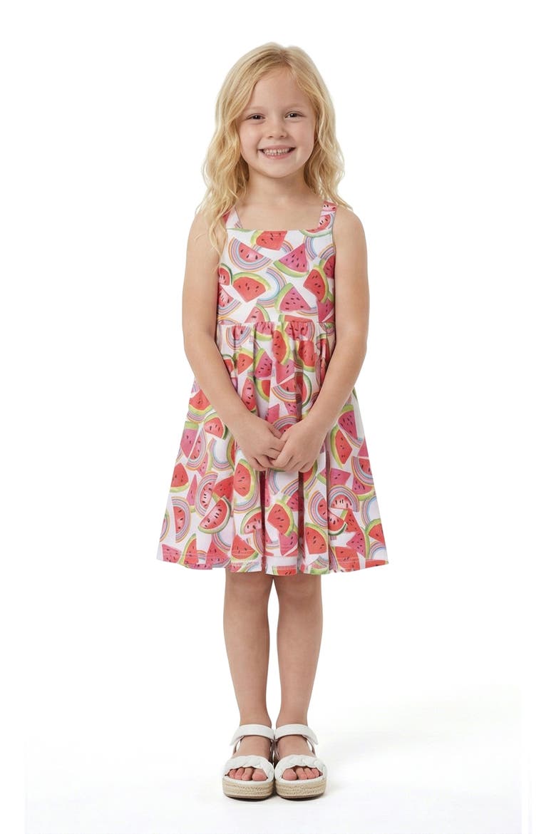 Kids' Printed Jersey Dress, Alternate, color, WHITE WATERMELON
