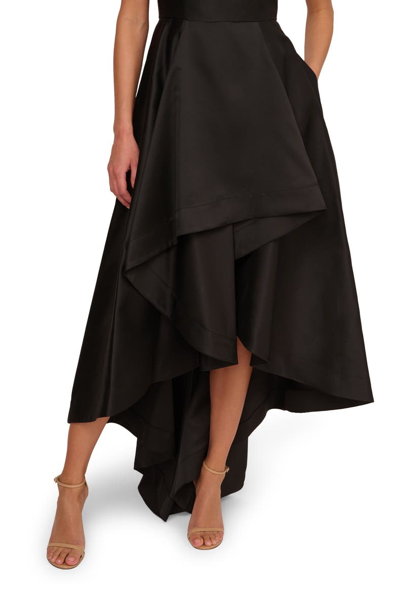 Adrianna Papell Mikado High/Low Sleeveless Gown, Alternate, color, Black
