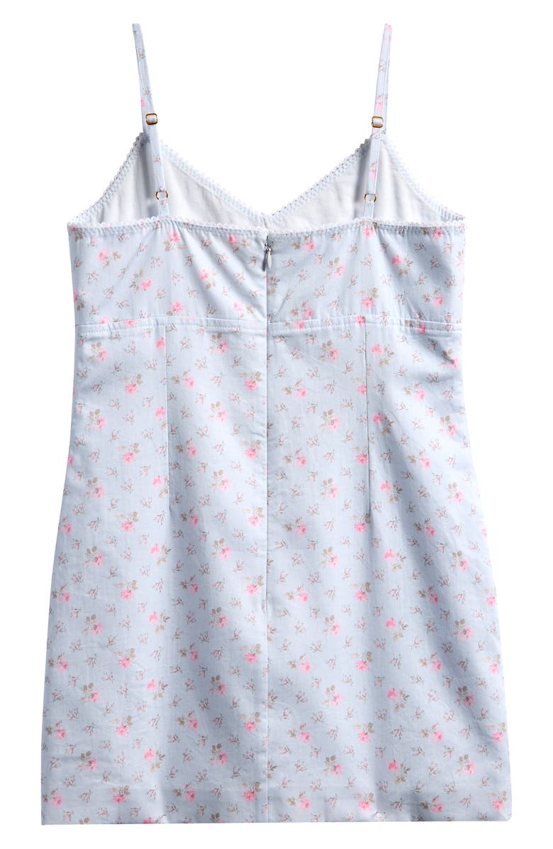 LoveShackFancy Velasca Picot Trim Stretch Cotton Dress, Alternate, color, Chapparal Blue