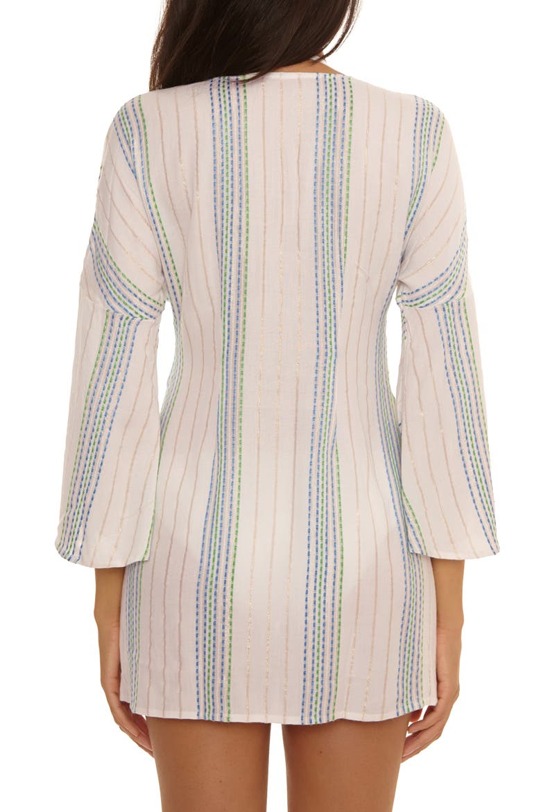Radiance V-Neck Long Sleeve Cover-Up Tunic, Alternate, color, SKY BLUE/ WHITE