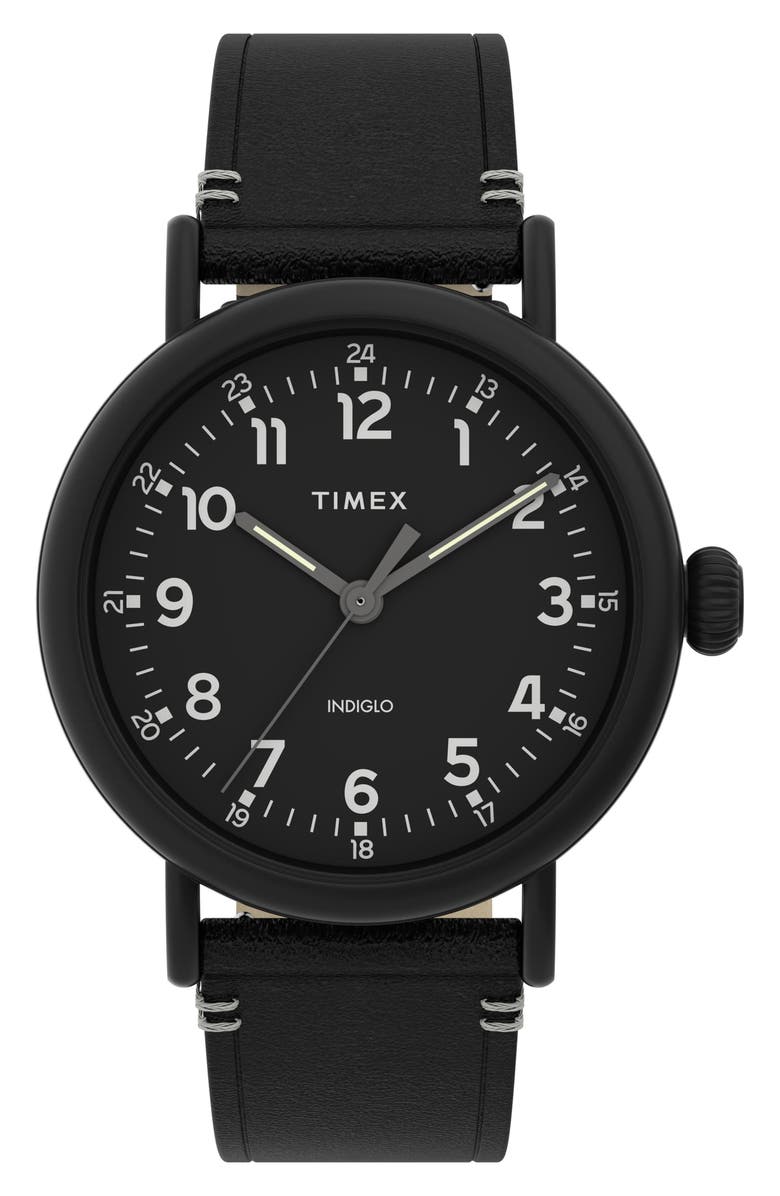 Timex<sup>®</sup> Standard Leather Strap Watch, 40mm, Main, color,
