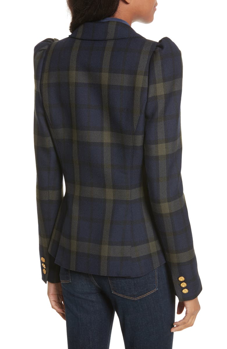 Smythe Pouf Sleeve Plaid Blazer, Alternate, color, 