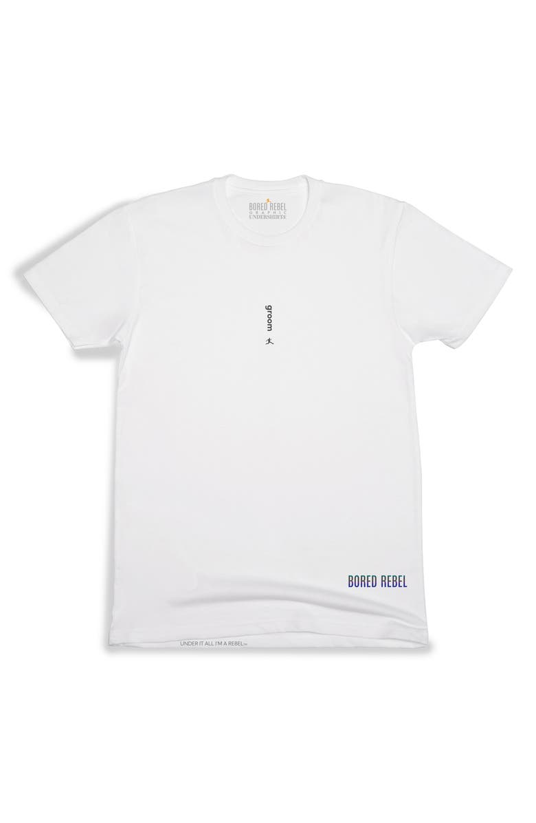 BORED REBEL Groom Crewneck Graphic Undershirt, Alternate, color, White