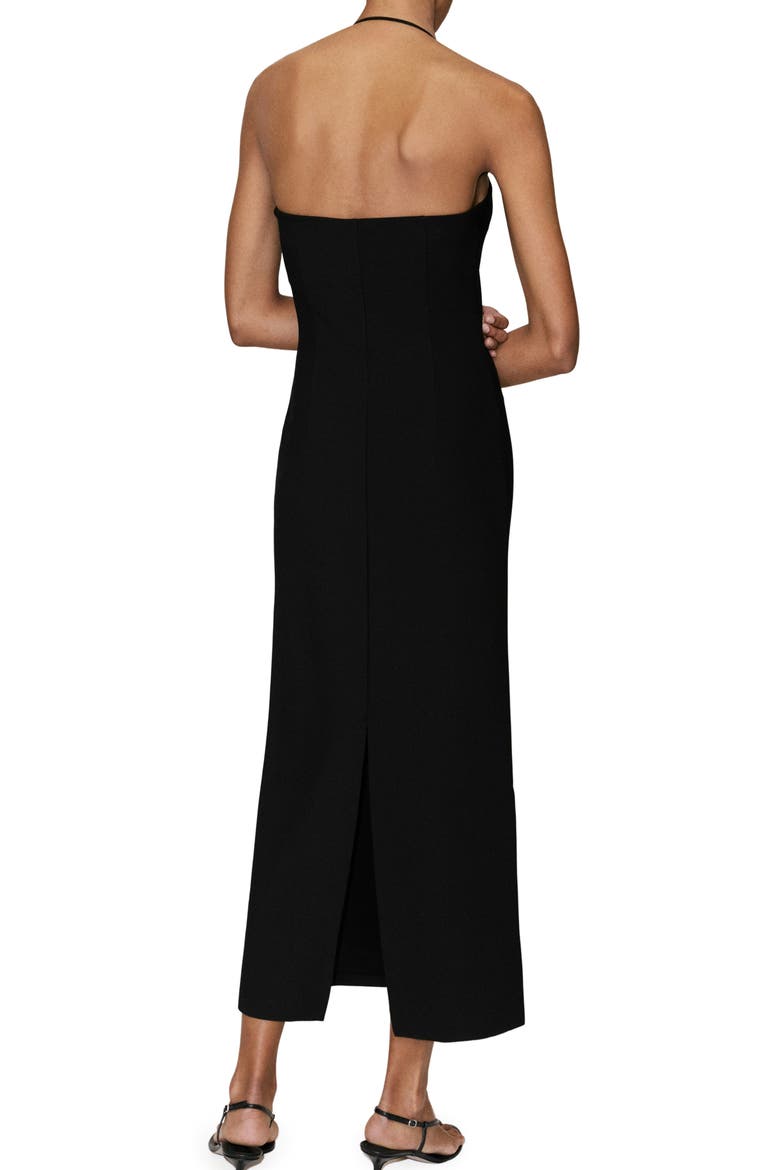 Knit Halter Neck Midi Dress, Alternate, color, BLACK