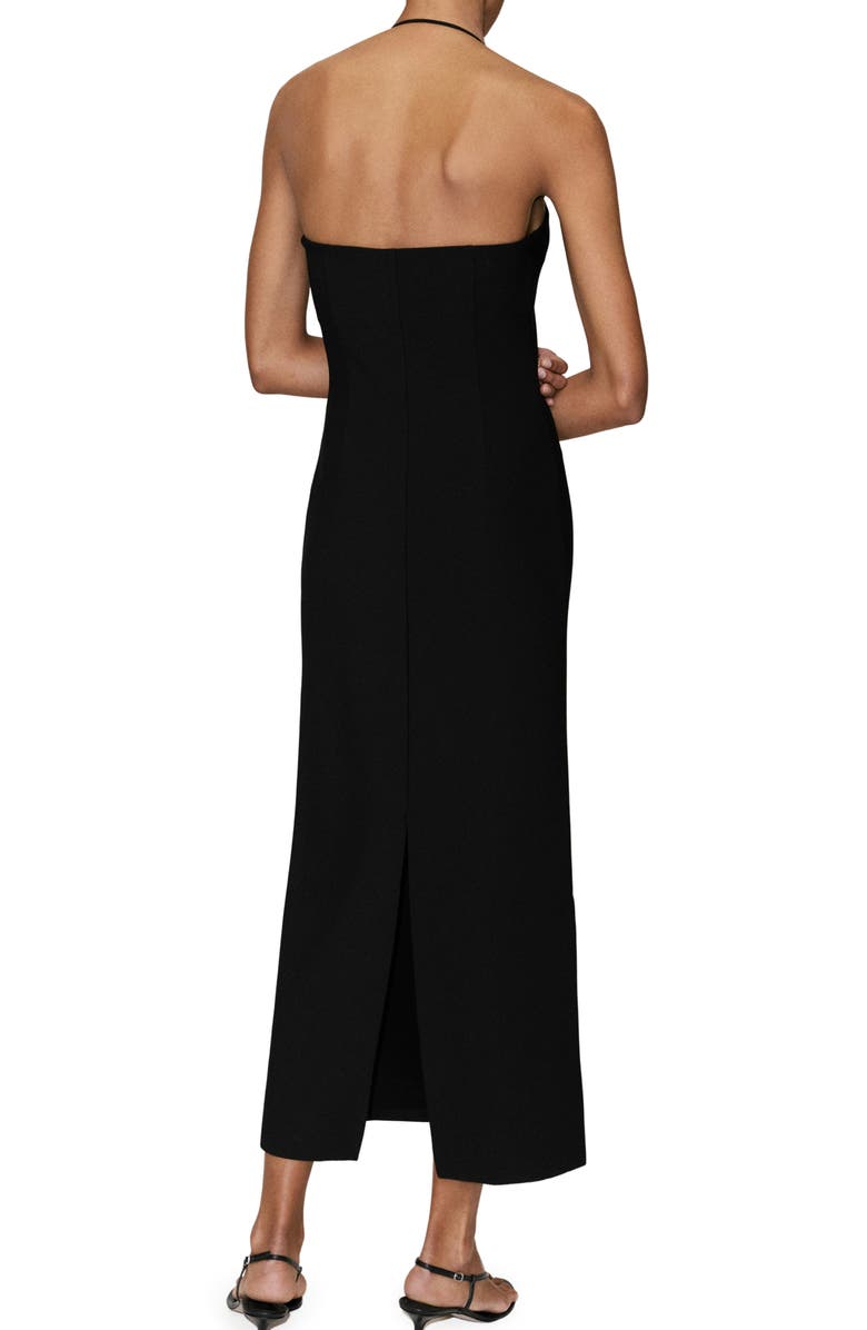 MANGO Knit Halter Neck Midi Dress, Alternate, color, Black