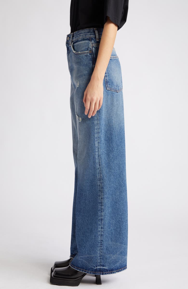 Acne Studios 2022 Organic Cotton Denim Wide Leg Jeans, Alternate, color, Mid Blue