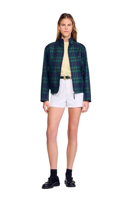 Sandro Checked Jacket In Blue