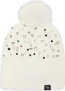 Nanette Lepore Studded Beanie with Faux Fur Pom