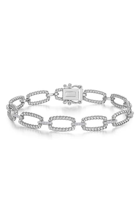 Classic Simulated Diamond Cable Link Bracelet