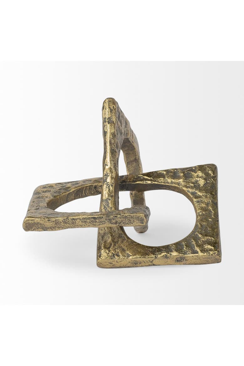 Delaunay I Gold Hammered Metal Interlinked Patterned, Alternate, color, Metallic Gold