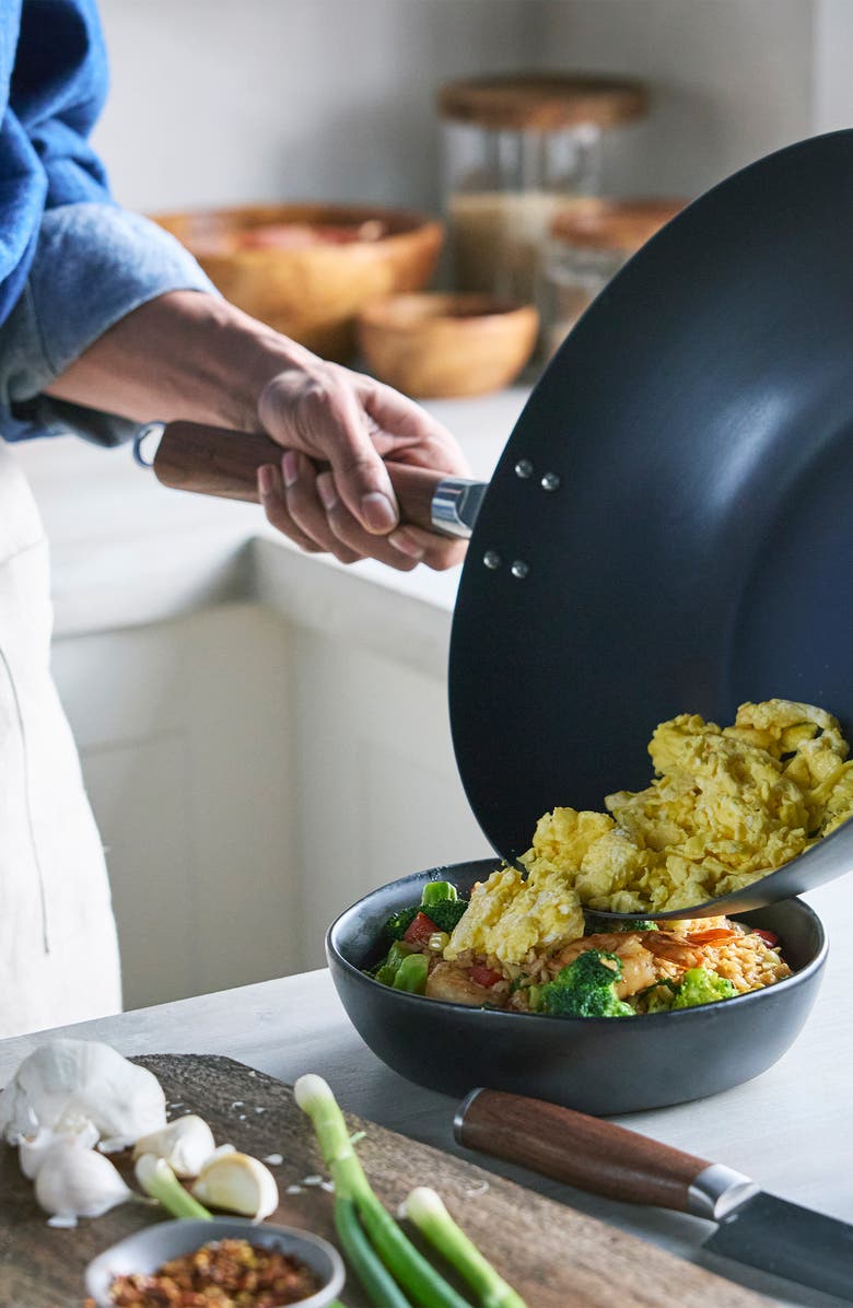 GreenPan Kyoto Carbon Steel 14-Inch Wok, Alternate, color, Black