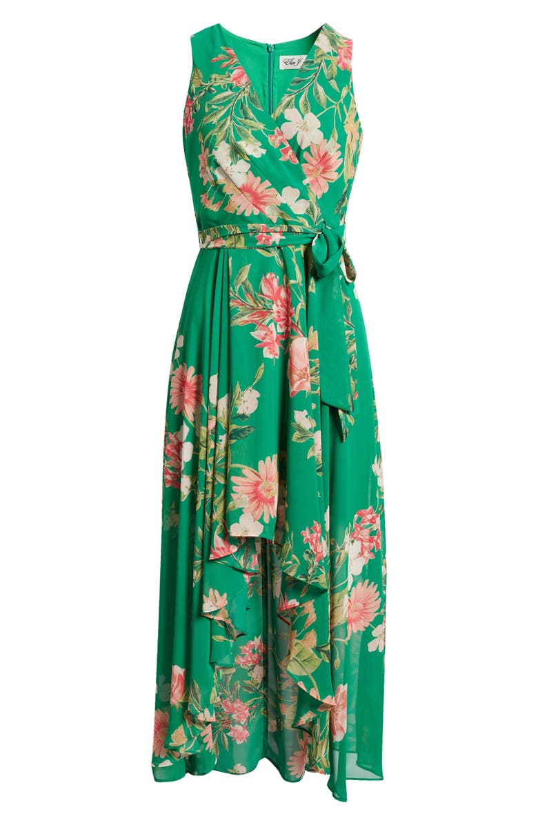 Eliza J Floral Surplice V-Neck High-Low Maxi Dress, Alternate, color,