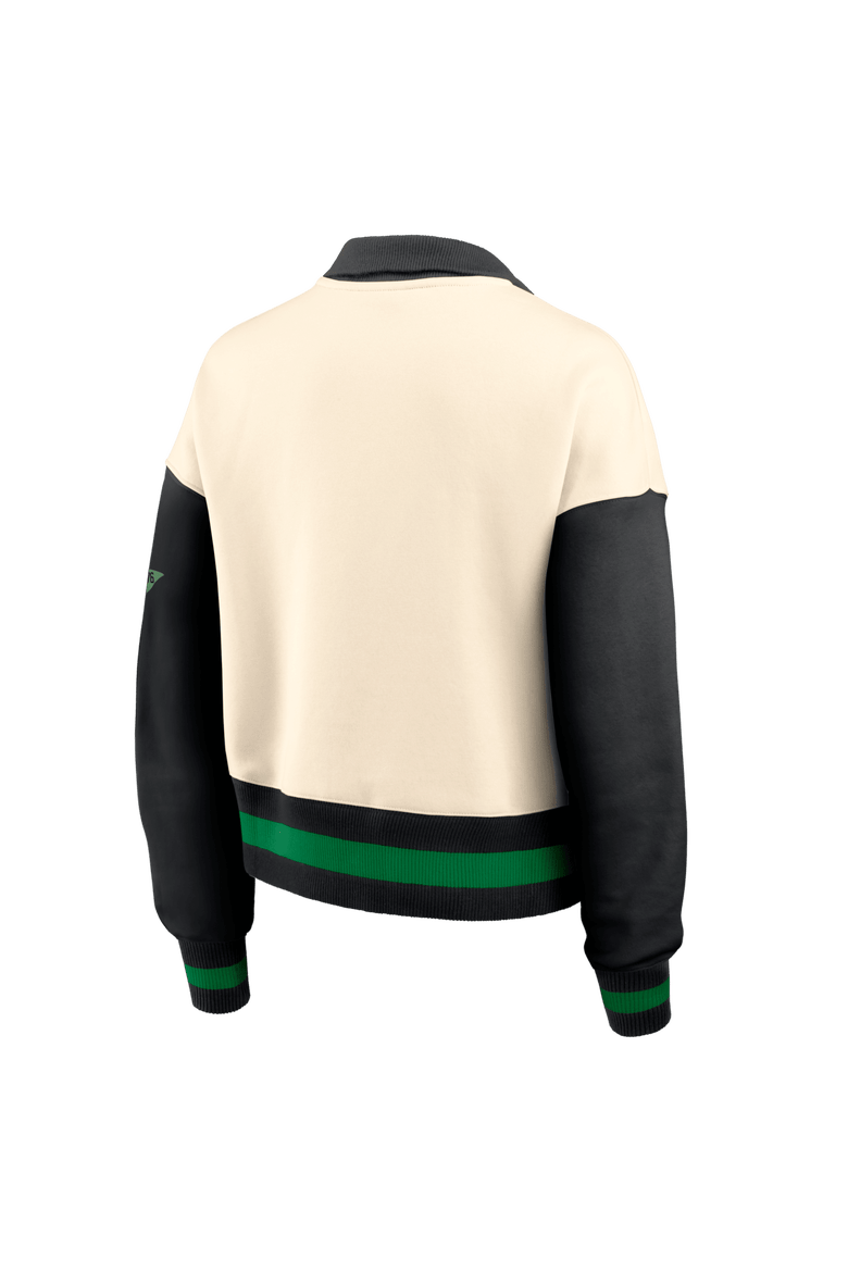 Women's Nike Natural/Black Oregon Ducks Oversized Legacy Color Block Cropped Quarter-Zip Pullover, Alternate, color, Natural