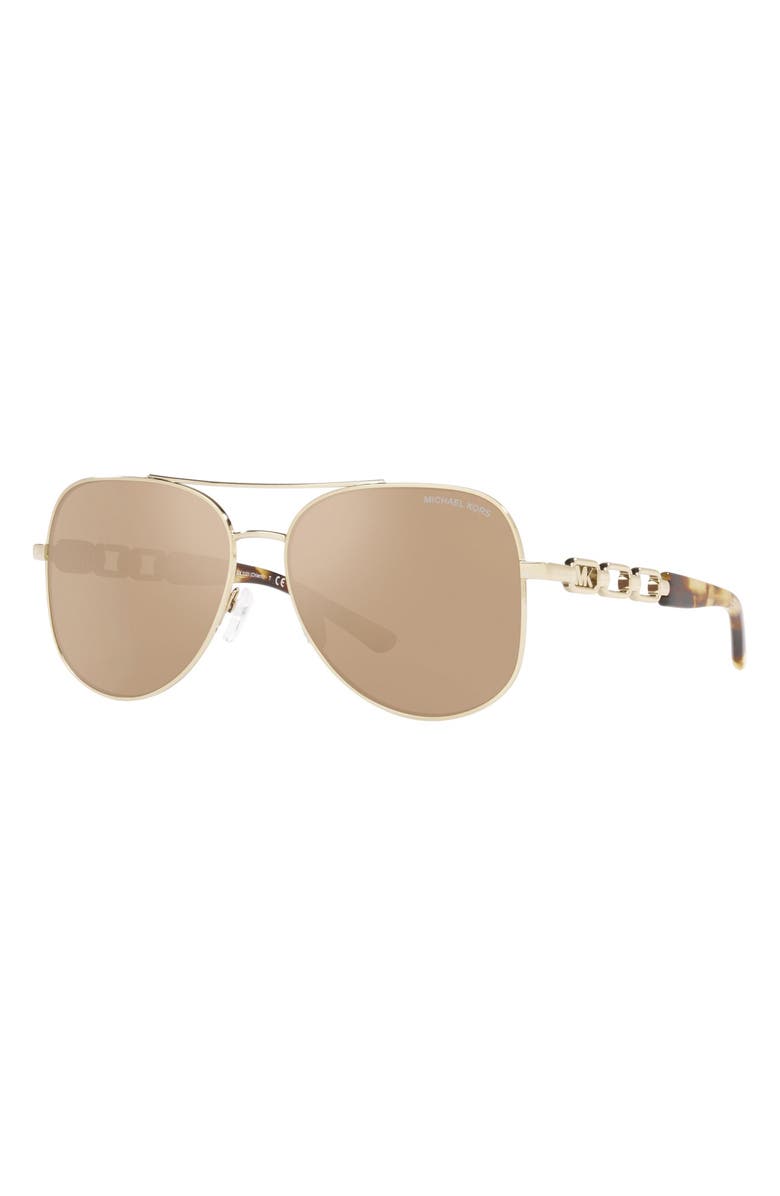 Michael Kors Chianti 58mm Aviator Sunglasses, Alternate, color, Light Gold