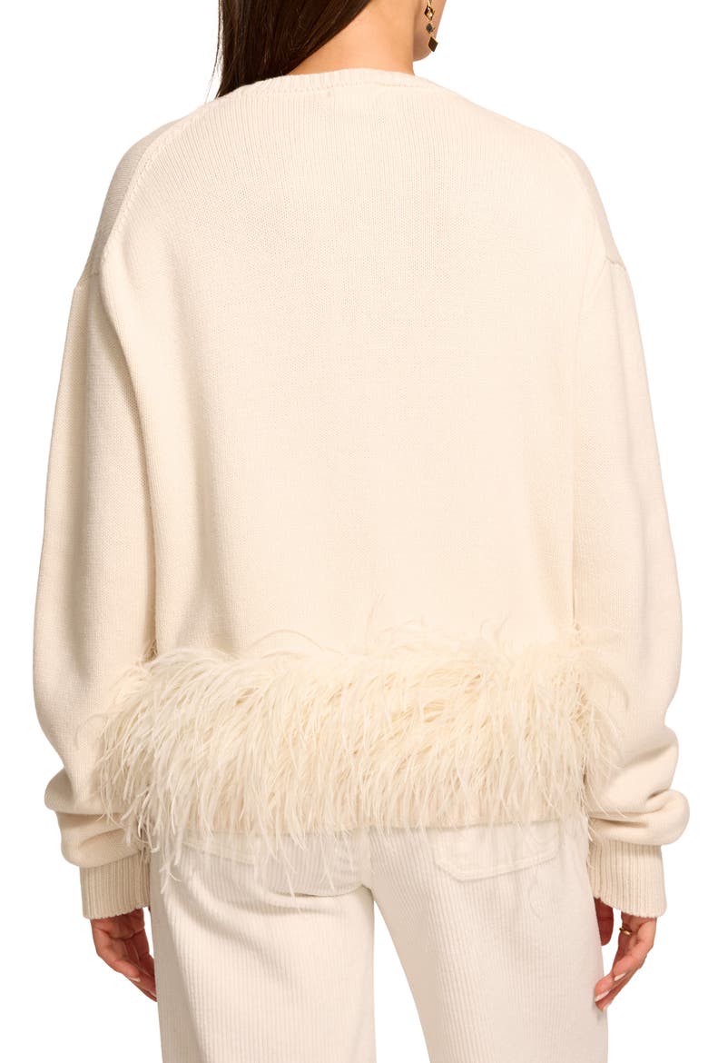 Lana Ostrich Feather Trim Sweater, Alternate, color, IVORY