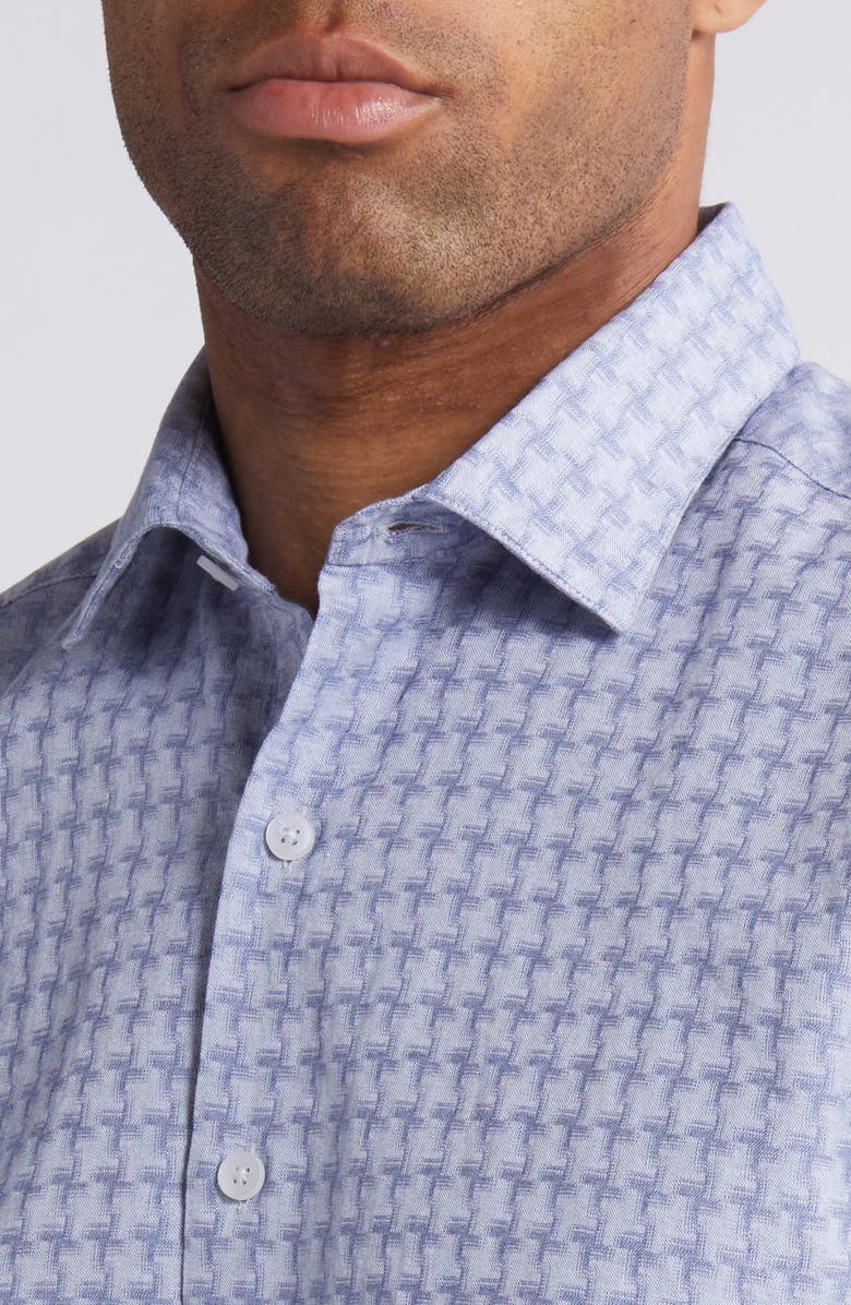 Robert Barakett Dearborn Short Sleeve Button-Up Shirt, Alternate, color, Blue