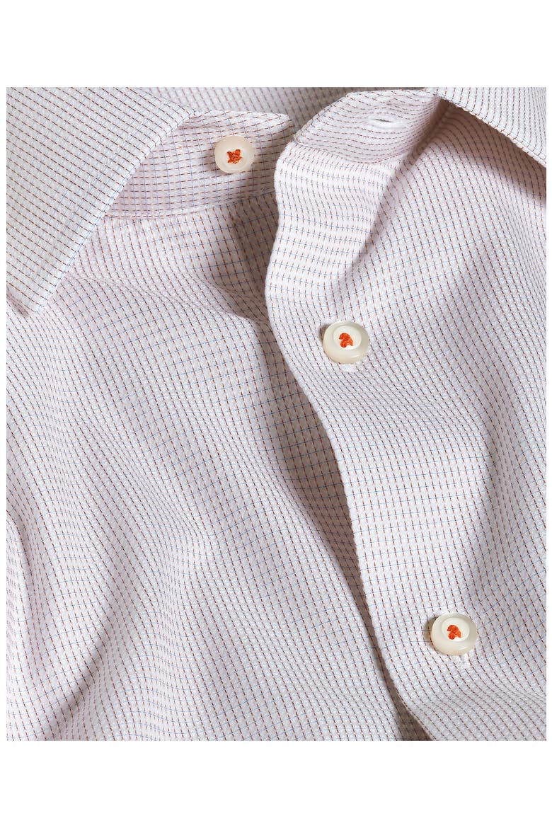 Trim Fit Microcheck Cotton Dobby Dress Shirt, Alternate, color, WHITE/ ORANGE