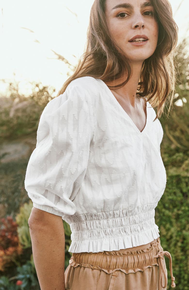 Splendid Elettra Smocked Waist Cotton Top, Alternate, color,