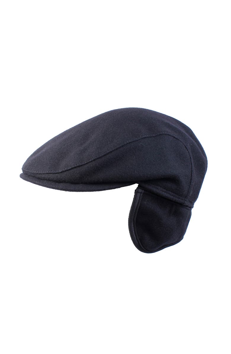 Wigens Men's Melton Wool Slim Ivy Cap with Ear Flaps, Main, color, Black