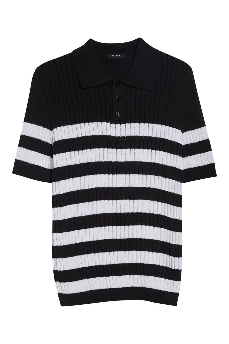 Mariner Cotton Blend Ribbed Polo Sweater, Alternate, color, EAB BLK/ WHITE