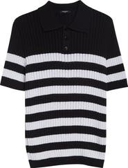 Balmain Mariner Cotton Blend Ribbed Polo Sweater