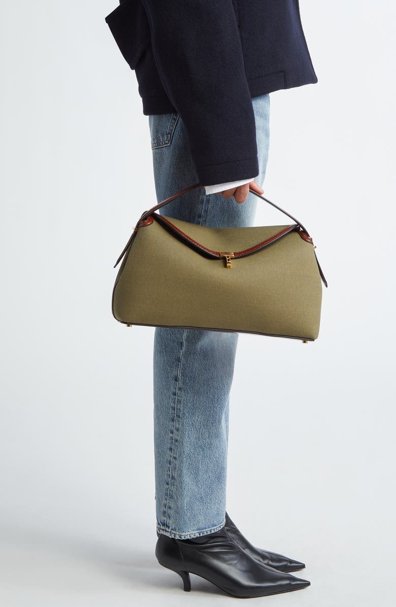 TOTEME T-Lock Canvas Top Handle Bag, Alternate, color, Khaki Green