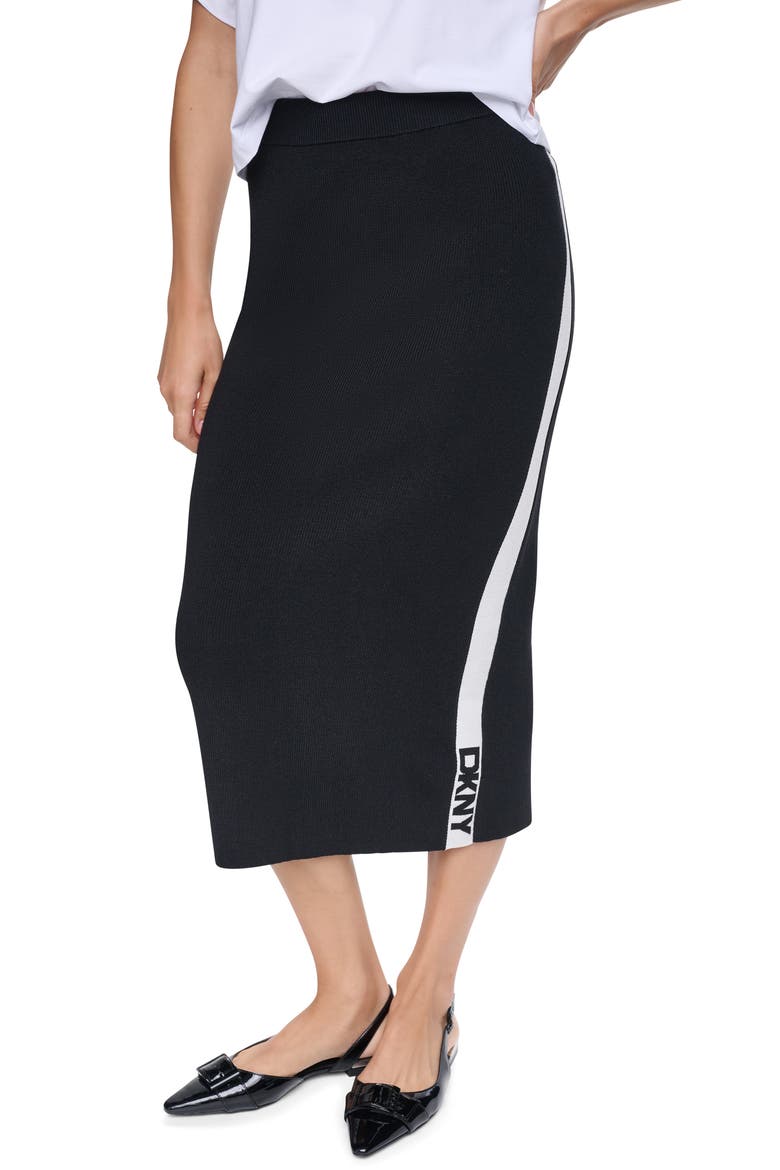 Logo Stripe Knit Skirt, Main, color, BLK/ IVY
