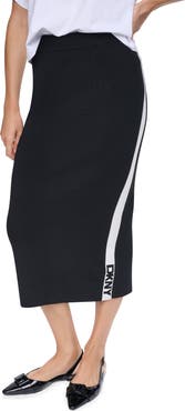 DKNY Logo Stripe Knit Skirt
