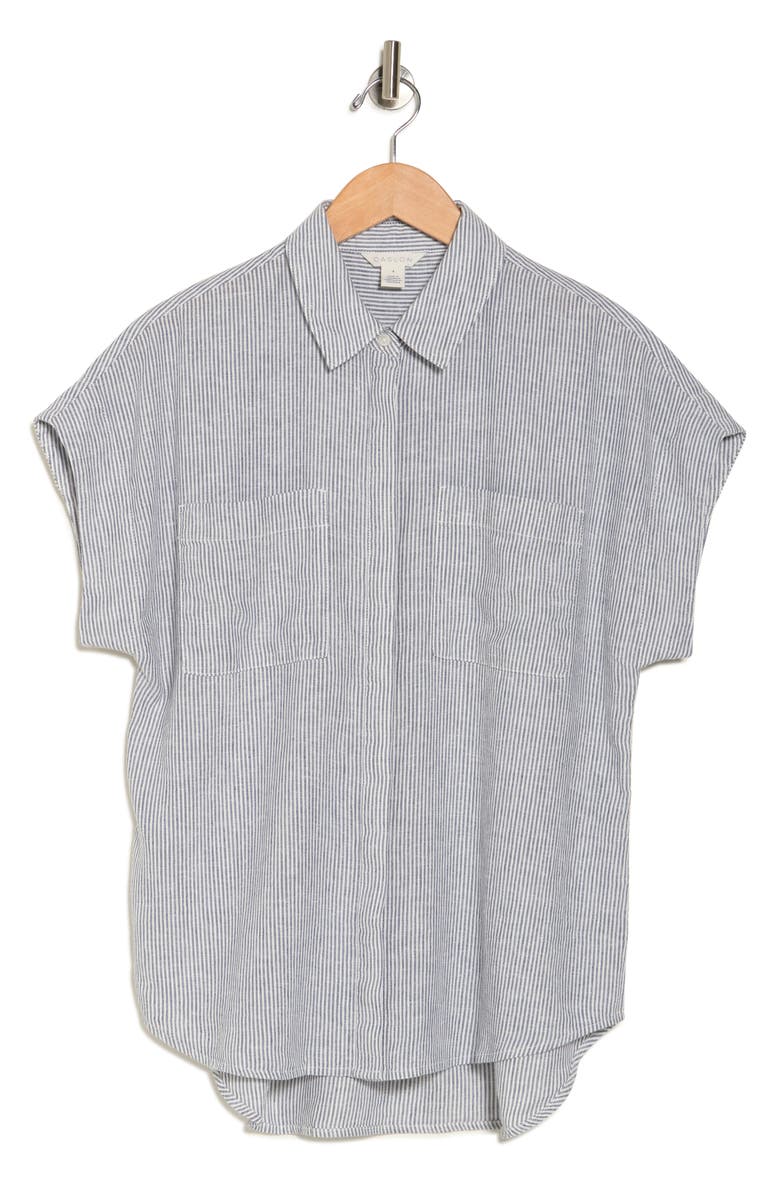 Caslon<sup>®</sup> Oversize Stripe Short Sleeve Button-Up Shirt, Alternate, color, Blue Vintage Leah Stripe
