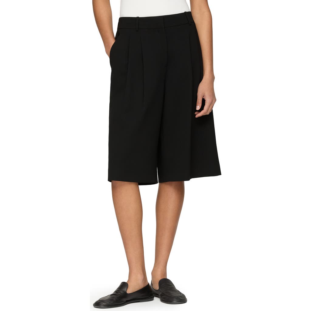 Lafayette 148 New York Sutton Pleated Finesse Crepe Wide Leg Shorts