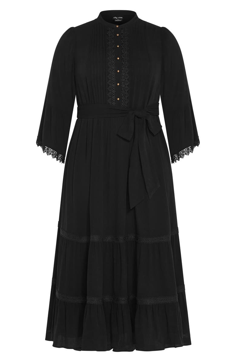 City Chic Camille Long Sleeve Maxi Dress, Alternate, color, Black