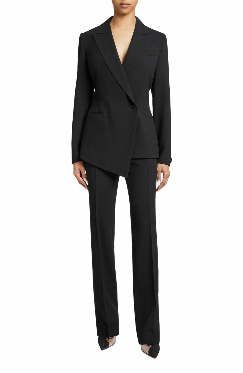 Santorelli MARA Asymmetrical Blazer in Luxury Wool Crepe, Alternate, color,