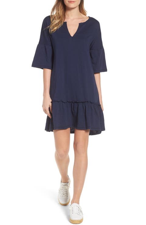 Ruffle Sleeve Cotton Dress (Regular & Petite)