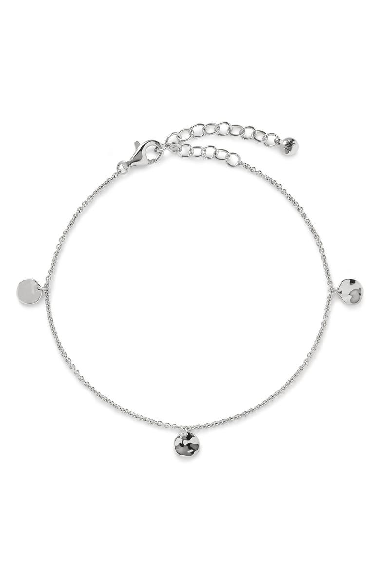 Monica Vinader Siren Muse Hammered Disc Station Bracelet, Main, color, Sterling Silver