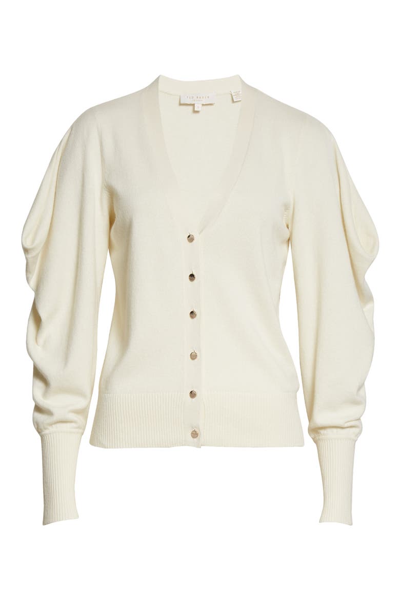 Draped Sleeve Wool Blend Cardigan, Alternate, color, NATURAL