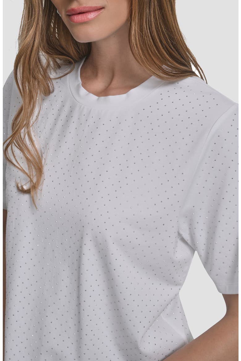 Studded Cotton Blend T-Shirt, Alternate, color, WHITE