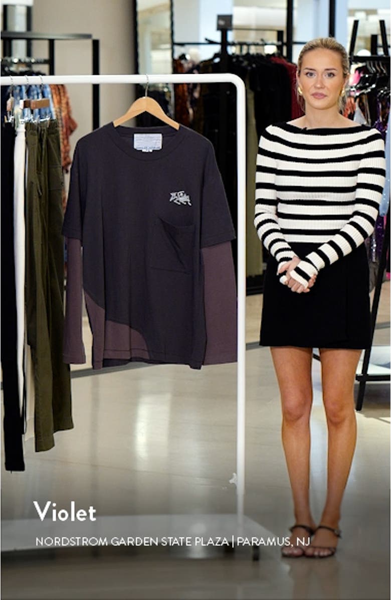 Embroidered Double Layer Long Sleeve Pocket T-Shirt, sales video thumbnail