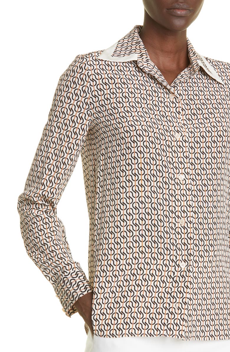 St. John Collection Icon Stripe Silk Crêpe de Chine Blouse, Alternate, color, 