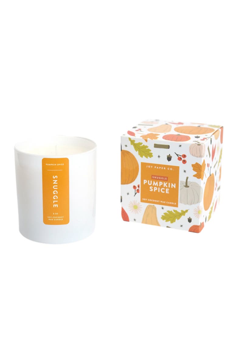 Joy Paper Co. Snuggle Pumpkin Spice Coconut Soy Candle, Alternate, color, White Glass Tumbler