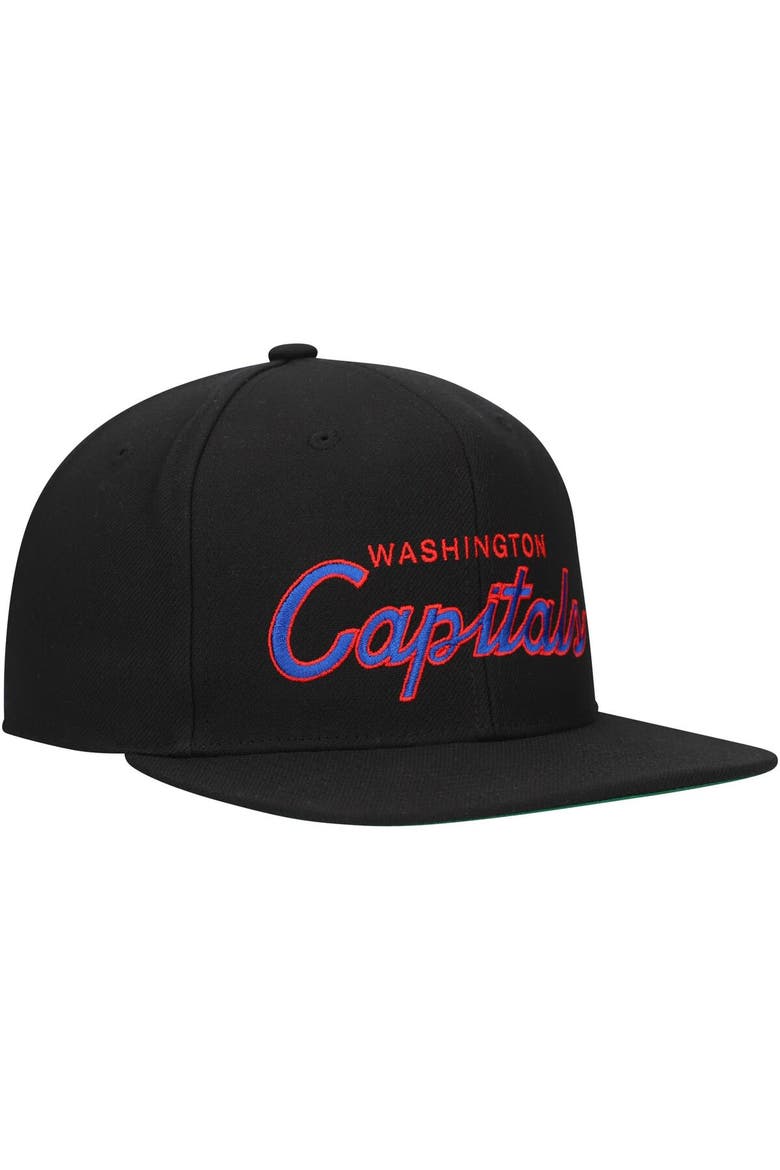 Men's Mitchell & Ness Black Washington Capitals Core Team Script 2.0 Snapback Hat, Alternate, color, Black