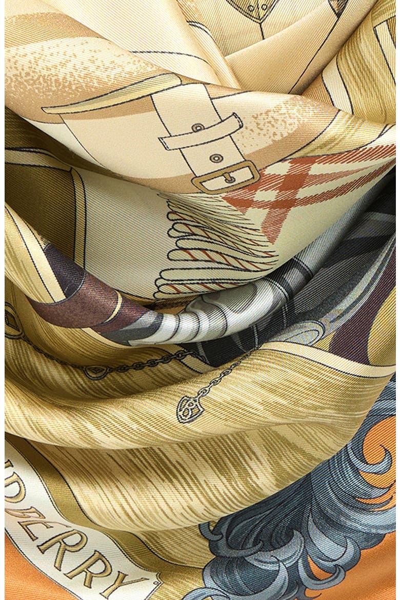 Wardrobe Print Silk Twill Square Scarf, Alternate, color, PUMPKIN ORANGE