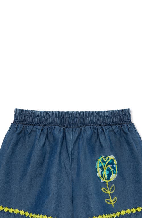 Peek Aren't You Curious Kids' Tulip Embroidered Graphic T-shirt & Denim Shorts Set In Multi